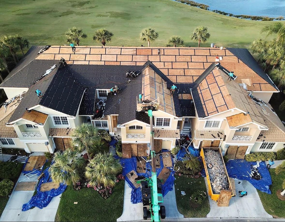 Ocean Group aerial view - active commercial reroof project